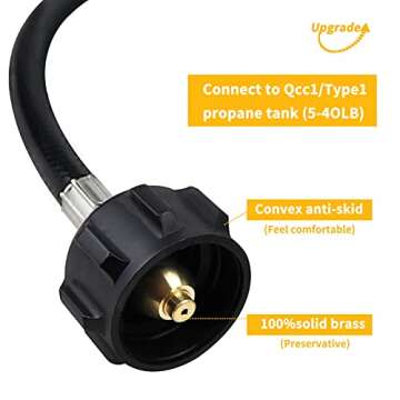 Azdele Propane Refill Adapter for 1 lb. tanks,3FT Propane Refill Adapter Hose,1lb Propane Tank Refill Adapter,Propane Tank Refill Adapter,1 lb Propane Tank Refill Adapter,Propane Bottle Refill Adapter