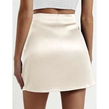 Zeagoo Teen Girl Y2k Skirt Silk Skirt High Waisted Solid Skirt White Mini Skirts Summer Casual Zippe...