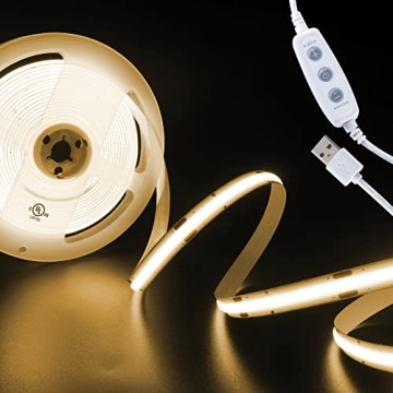 PARMIDA 5V USB Dimmable COB LED Strip Light - Perfect for Bedroom & Kitchen