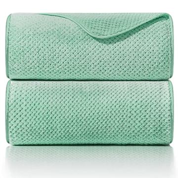 OLESTER 2 Pack Green 35x70 Inch Microfiber Bath Towel Sets Oversized Bath Sheets for Adults Extra La...