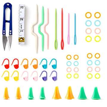 Exquiss Bamboo Knitting Needles Set-36pcs Single Pointed Wooden Knitting Needles, 9 Inches Length Knitting Supplies for Beginners (18 Sizes: 2.0 mm-10.0 mm) + Weaving Tools Knitting Kits