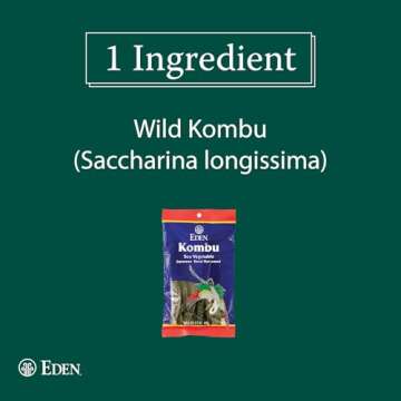 Eden Kombu, Wild Japanese Hand Harvested Sea Vegetable, Hokkaido, Dashi, Seaweed, Kelp, 2.1 Oz
