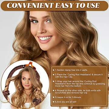 Heatless Hair Curling Heatless Curler Rod Headband, No Heat Curls Silk Ribbon Hair Roller for Long Hair, Sleeping Soft Headband Hair Curlers DIY Hair Styling Tools (Chocolate)