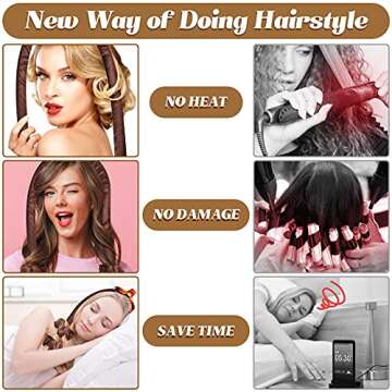 Heatless Hair Curling Heatless Curler Rod Headband, No Heat Curls Silk Ribbon Hair Roller for Long Hair, Sleeping Soft Headband Hair Curlers DIY Hair Styling Tools (Chocolate)