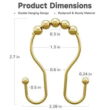 Stylish Bathway Gold Shower Curtain Hooks for Your Bathroom