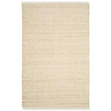 SAFAVIEH Natural Fiber Collection Accent Rug - 4' x 6', Ivory, Handmade Boho Fringe Woven Jute, Ideal for High Traffic Areas in Entryway, Living Room, Bedroom (NF368B)