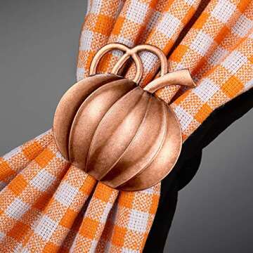 Patelai 6 Pieces Pumpkin Napkin Ring Holders Thanksgiving Halloween Napkin Rings Fall Napkin Ring Holders Pumpkin Dinner Tables Rings for Thanksgiving Dinner Party Weddings Family Gatherings (Bronze)