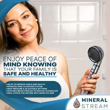 MineralStream Ionic Shower Head 2.0 | High Pressure Water Saving Showerhead with Filter Beads | Eco ...