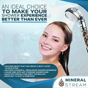 MineralStream Ionic Shower Head 2.0 - Eco Showerhead for Health