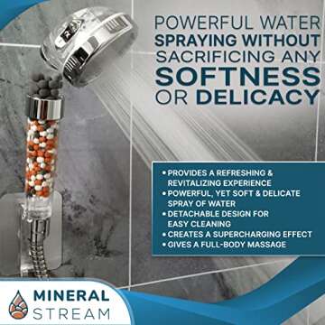 MineralStream Ionic Shower Head 2.0 - Eco Showerhead for Health