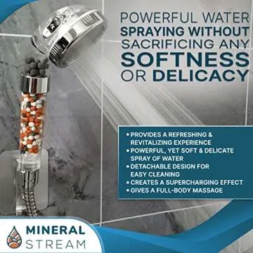 MineralStream Ionic Shower Head 2.0 - Eco Showerhead for Health