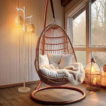 68" High Farmhouse Rustic Country Cottage Floor Lamp Tree Trunk Faux Wood Column White Washed Wicker Drum Shade Decor for Living Room Bedroom Reading Room