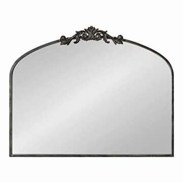 Kate and Laurel Arendahl Ornate Traditional Arched Mirror, 36 x 29, Black, Decorative Baroque Style ...