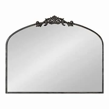 Kate and Laurel Arendahl Ornate Traditional Arched Mirror, 36 x 29, Black, Decorative Baroque Style ...