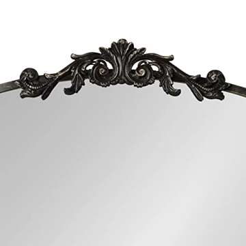 Kate and Laurel Arendahl Ornate Traditional Arched Mirror, 36 x 29, Black, Decorative Baroque Style Arched Wall Mirror with Wide Frame and Ornamental Crown