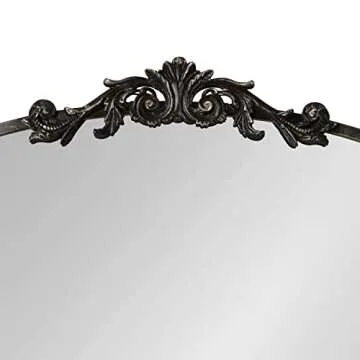Kate and Laurel Arendahl Ornate Traditional Arched Mirror, 36 x 29, Black, Decorative Baroque Style Arched Wall Mirror with Wide Frame and Ornamental Crown