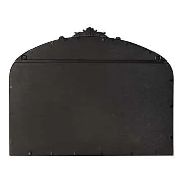 Kate and Laurel Arendahl Ornate Traditional Arched Mirror, 36 x 29, Black, Decorative Baroque Style Arched Wall Mirror with Wide Frame and Ornamental Crown