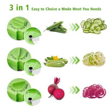 GLADICER 3-in-1 Handheld Vegetable Spiralizer for Healthy Meals