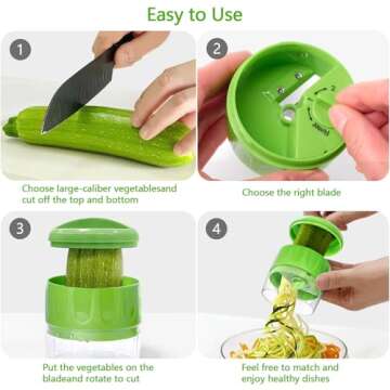 GLADICER 3-in-1 Handheld Vegetable Spiralizer for Healthy Meals