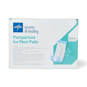 Medline 2-in-1 Absorbent Perineal Pad and Instant Cold Ice Packs for Postpartum Care (8 Count). Ready-to-use Essential for After Delivery, Maternity, Postpartum Care