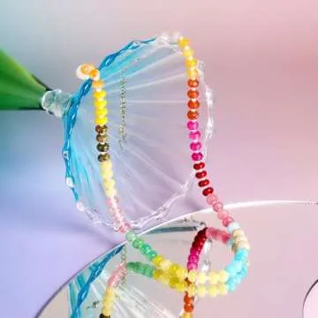 Saycute Colorful Beaded Necklace for Women,Boho Natural Stone Beach Necklace Rainbow Stone Choker Necklaces Summer Handmade Jewelry Gifts