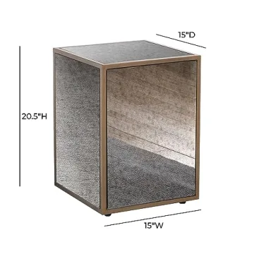 Elegant Lana Antique Brass Mirrored Side Table