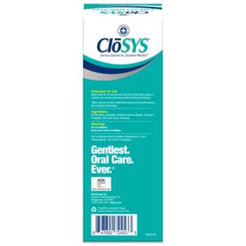 CloSYS Sensitive Mouthwash, 32 Ounce, 2 Count, Gentle Mint, Alcohol Free, Dye Free, pH Balanced, Helps Soothe Mouth Sensitivity, Fights Bad Breath