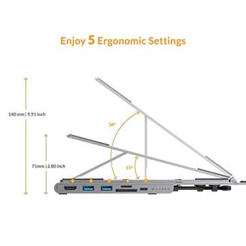 HyperDrive 7-in-1 USB C Hub Laptop Stand for All Devices