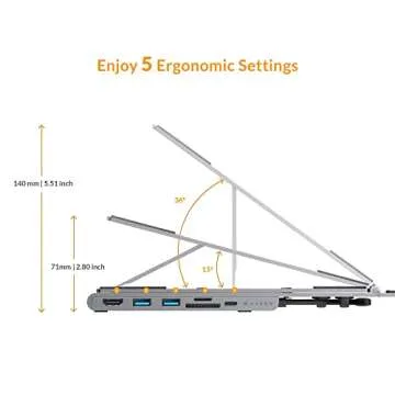 HyperDrive 7-in-1 USB C Hub Laptop Stand for All Devices