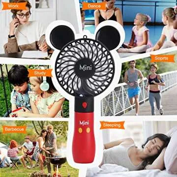 Crethinkaty Cartoon Hand Held Fan - Portable USB Rechargeable Mini Fan with 3 Speed Adjustments for ...