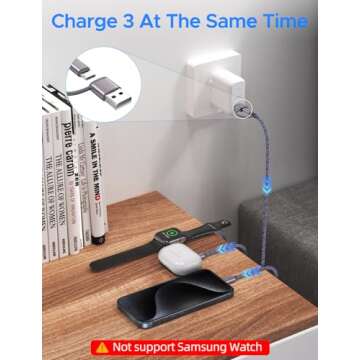 Upgraded 3 in 2 USB C Cable for Apple Watch Charger iPhone Charger USB C Multi Fast Charging Cable C...