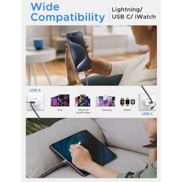 Upgraded 3 in 2 USB C Cable for Apple Watch Charger iPhone Charger USB C Multi Fast Charging Cable Compatible with iWatch Ultra/SE/10/9/8/7/6/5/4/3/2/1 & iPhone 16/15/14/Galaxy S23-4FT