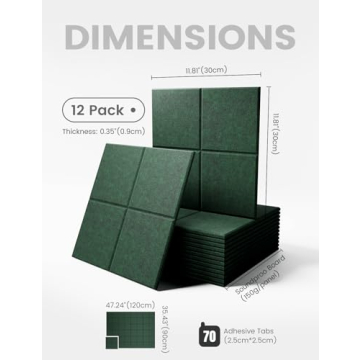 Large Felt Bulletin Board 48" x 36" Cork Board Alternative-12 Pack with 70 Safe Removable Adhesive T...