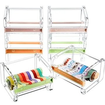 Outus 6-Piece Transparent Tape Dispenser Set for Crafting and Organizing