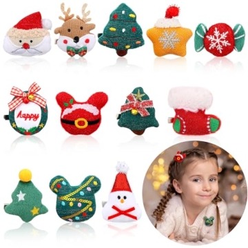 Hotop 12 Pcs Christmas Hair Clips - Festive Decorative Accessories for All Ages