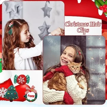 Hotop 12 Pcs Christmas Hair Clips for Girls and Women