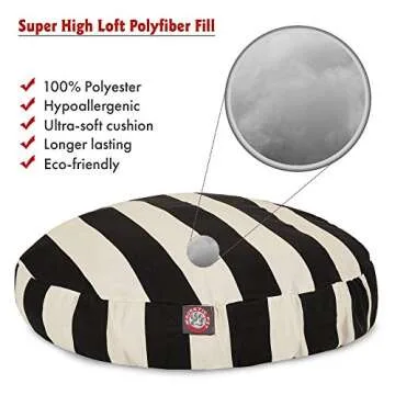Black Vertical Stripe Large Round Indoor Outdoor Pet Dog Bed With Removable Washable Cover By Majestic Pet Products