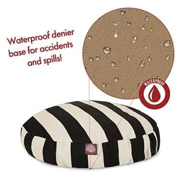 Black Vertical Stripe Large Round Indoor Outdoor Pet Dog Bed With Removable Washable Cover By Majestic Pet Products