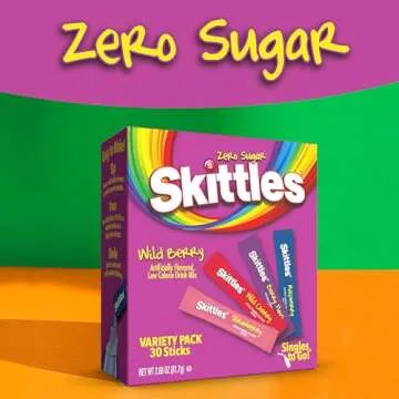 Skittles Singles To Go Wild Berry Variety Pack, Watertok Powdered Drink Mix, Zero Sugar, Low Calorie, Includes 4 Wild Berry Flavors, 1 Box (30 Single Servings)