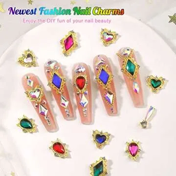 qiipii 24pcs Red Nail Rhinestones Luxury Nail Charms Ruby Red Heart Charms for Nails 3D Big Nail Gems Crystals Diamonds Jewelry Stones Alloy Nail Art Studs Nail Art Decoration for Arylic Nails Crafts