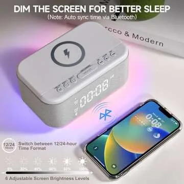 Bluetooth Alarm Clock with Wireless Charging & Light