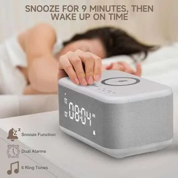 Bluetooth Alarm Clock with Wireless Charging & Light