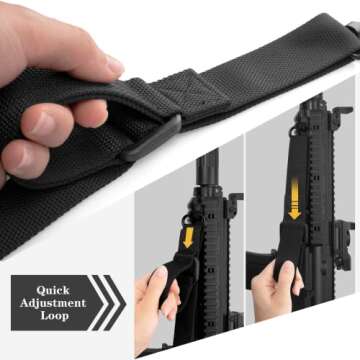 2 Point Sling Quick Adjust QD Rifle Sling with QD Sling Swivels, 2 PCS QD Sling Mount for Mlok Rail Push Button Quick Release Sling Attachment, Quick Disconnect Sling with Fast Thumb Loop