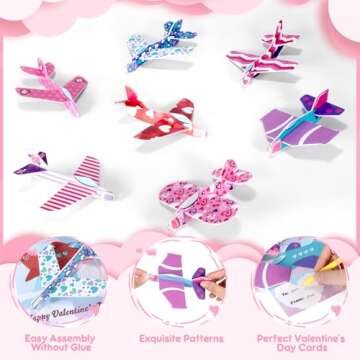 CHMYWJ 28 Pack Valentines Day Cards for Kids School with Foam Airplane Valentines Day Gifts for Kids Classroom Valentines Exchange Prize Gifts Cards Boys &Girl Valentines Airplane Party Favors