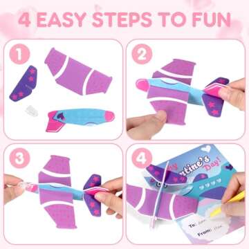 CHMYWJ 28 Pack Valentines Day Cards for Kids School with Foam Airplane Valentines Day Gifts for Kids Classroom Valentines Exchange Prize Gifts Cards Boys &Girl Valentines Airplane Party Favors