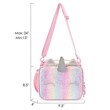 Mibasies Rainbow Unicorn Insulated Lunch Box for Girls