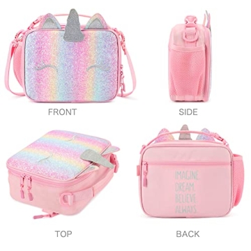Mibasies Rainbow Unicorn Insulated Lunch Box for Girls
