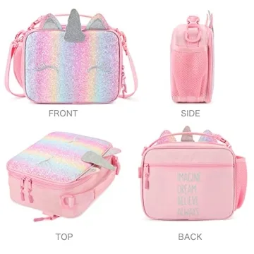 Mibasies Rainbow Unicorn Insulated Lunch Box for Girls