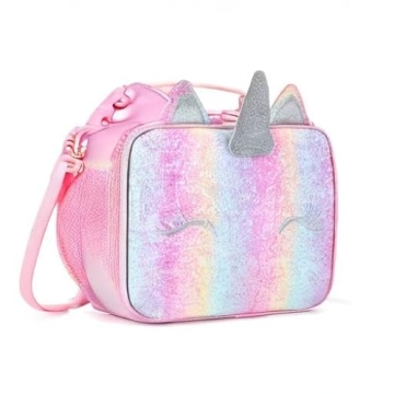 Mibasies Rainbow Unicorn Insulated Lunch Box for Girls