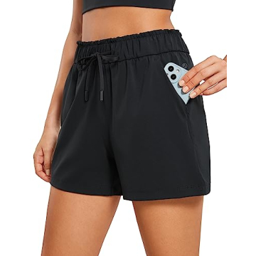 CRZ YOGA Womens 4-Way Stretch Athletic Shorts High Waisted - Comfy Work Casual Shorts with Pockets W...